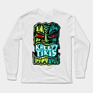 Kreepy Tikis Red Eye Logo with black bkg Long Sleeve T-Shirt